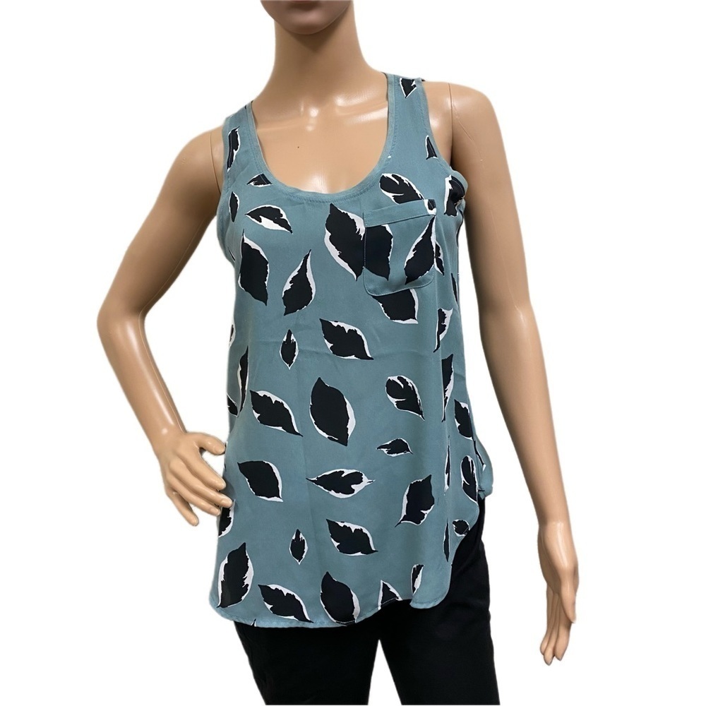 LOFT Tank Top Green with Leaves - XS